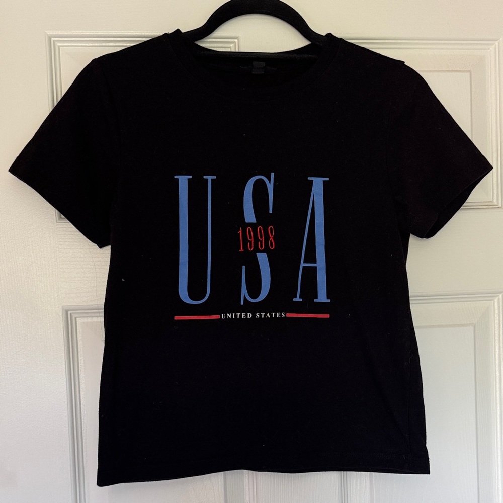 Topshop Black USA Graphic T